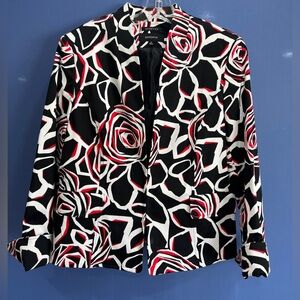 Jones Wear Stretch Women's Blazer Rose Floral Pattern Jacket Blazer